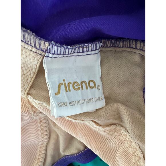 Vintage 80s Swimsuit One Piece Purple Gold Size Medium Modest Fit Pool USA Made - Picture 3 of 6